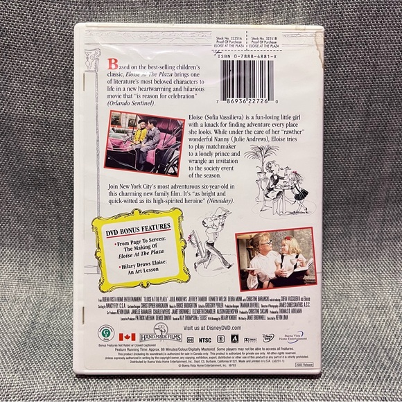 Disney Eloise At The Plaza 2003 DVD Children Kids Family Classic Movie - Picture 3 of 6